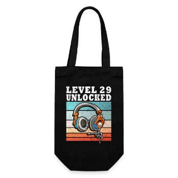Level 29 Unlock Kopfhörer Retro - Geschenkbeutel für Flaschen - Schwarz - Vorne