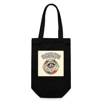 Donuts Raccoons Famous Süße Waschbär Donuts - Geschenkbeutel für Flaschen - Schwarz - Vorne