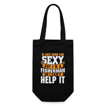 Fisherman Sport Fisherman Fishing Angler Saying - Gift Bag for Bottles - black - Front