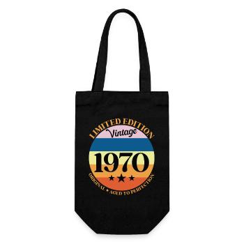 1970er Vintage-Geburtstagsgeschenk 70er Jahre - Geschenkbeutel für Flaschen - Schwarz - Vorne