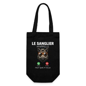 Boar Hunter Hunting Man Gift Humour Rifle Call - Gift Bag for Bottles - black - Front