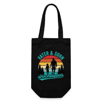 Vater & Sohn unschlagbar – Emotionales Retro Desig - Geschenkbeutel für Flaschen - Schwarz - Vorne