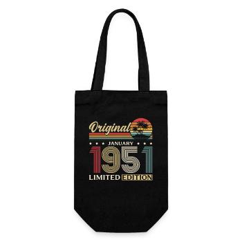 75th Birthday Original January Born 1951 - Gift Bag for Bottles - black - Front