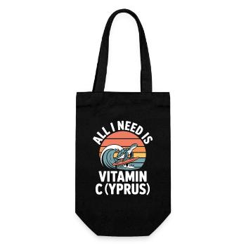 Zypern All I Need Is Vitamin Cyprus Zypern Flagge - Geschenkbeutel für Flaschen - Schwarz - Vorne