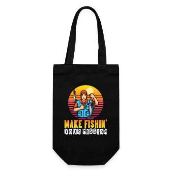 Fishing Angler Fish Fisherman Sayings Petri Heil - Gift Bag for Bottles - black - Front