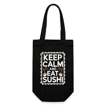 Sushi Keep Calm And Eat Sushi Japanese Food Lover - Geschenkbeutel für Flaschen - Schwarz - Vorne