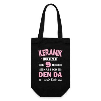 Mariage en céramique 9e anniversaire de mariage anniversaire de mariage épouse - Sac à bouteille - noir - Devant