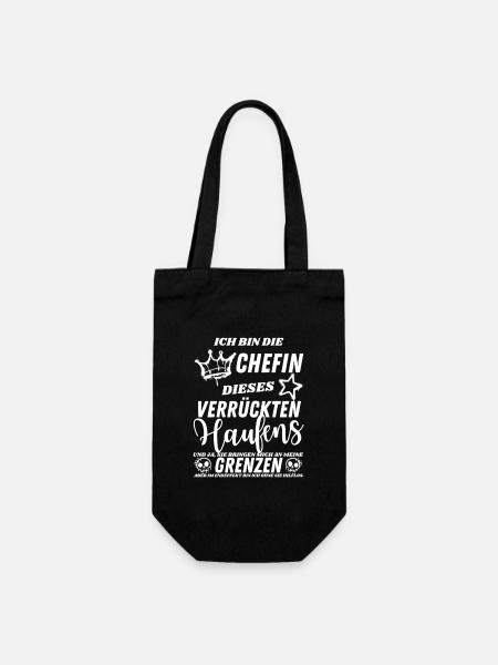 Chefin dieses verrückten Haufens - Geschenkbeutel für Flaschen - Schwarz