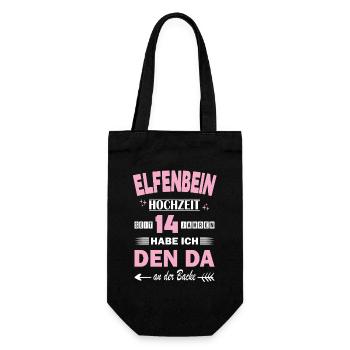 Ivory Wedding 14th Wedding Anniversary Anniversary Marriage - Gift Bag for Bottles - black - Front