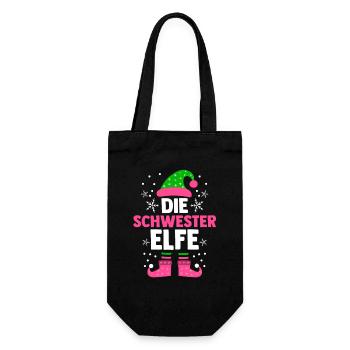 La famille de Noël et la sœur elfe - Sac à bouteille - noir - Devant