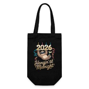  Faultier 2026 Hangin Til Midnight Silvester - Geschenkbeutel für Flaschen - Schwarz - Vorne