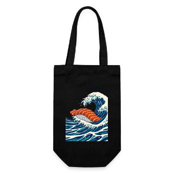 Sushi au saumon sur les vagues japonaises - Sac à bouteille - noir - Devant