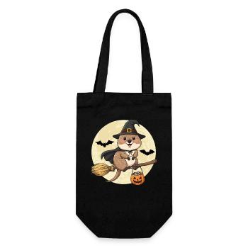 Süßes Quokka Hexe Halloween - Geschenkbeutel für Flaschen - Schwarz - Vorne