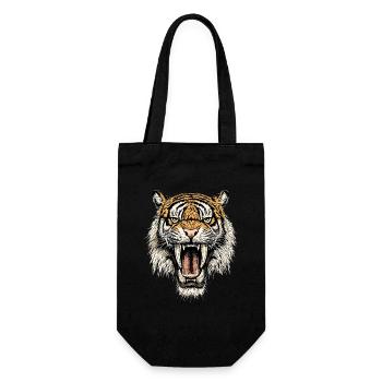 Säbelzahntiger Smilodon Raubkatze Säbelzahn Tiger - Geschenkbeutel für Flaschen - Schwarz - Vorne