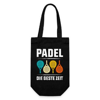 Padel Spieler PADEL DIE BESTE ZEIT Lustiges - Geschenkbeutel für Flaschen - Schwarz - Vorne