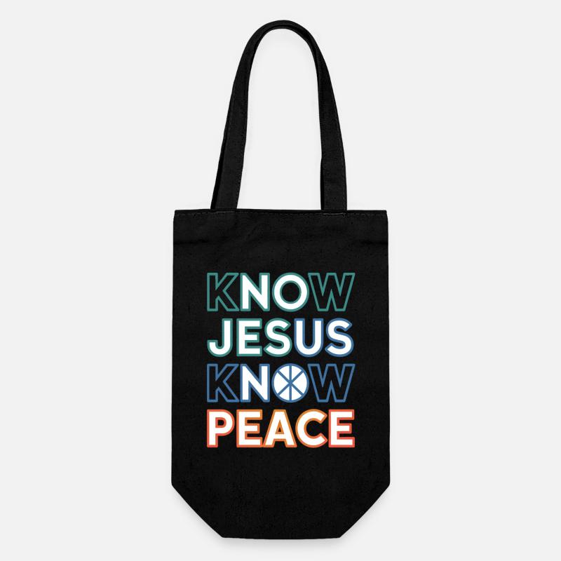 Typographie de Know Jesus Know Peace - Sac à bouteille - noir