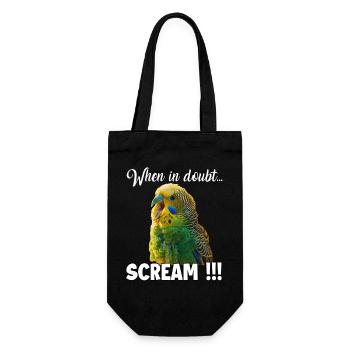 Kreative Geschenke Vogelfreunde Wellensittich  - Geschenkbeutel für Flaschen - Schwarz - Vorne