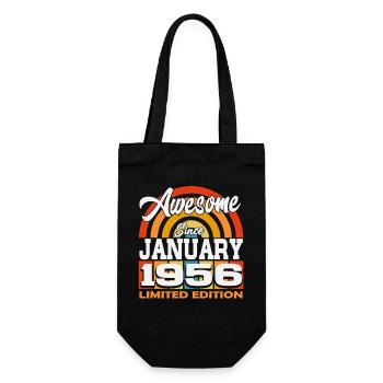 Januar-1956-Jahrgang-geboren-Geburtstag-Retro-- - Geschenkbeutel für Flaschen - Schwarz - Vorne