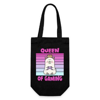 Lama queen gamerin - Geschenkbeutel für Flaschen - Schwarz - Vorne