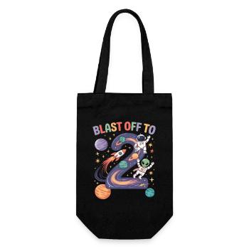 Departure into space 2nd birthday children's birthday party - Gift Bag for Bottles - black - Front