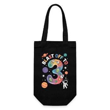 Departure into space 3rd birthday children's birthday party - Gift Bag for Bottles - black - Front