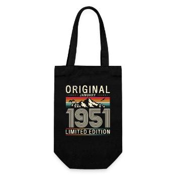 75th Birthday Original January Born 1951 - Gift Bag for Bottles - black - Front