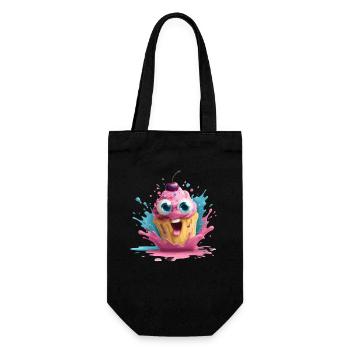 Colorful cupcake with face - Gift Bag for Bottles - black - Front