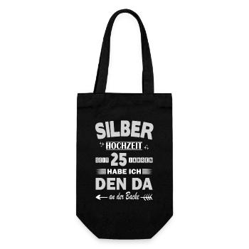 Silver Wedding 25th Wedding Anniversary Husband - Gift Bag for Bottles - black - Front