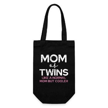 Mom of Twins – Cool Saying - Gift Bag for Bottles - black - Front