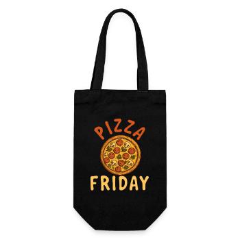 Pizza Friday Lustiges Essen Zitat Pizza Life - Geschenkbeutel für Flaschen - Schwarz - Vorne