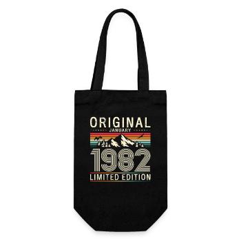 44th Birthday Original January 1982 - Gift Bag for Bottles - black - Front