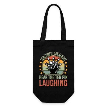 Hear The Ten Pin Laughing Funny Bowler & Bowling  - Geschenkbeutel für Flaschen - Schwarz - Vorne