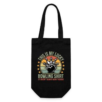Vintage Funny Bowling Team This is My Lucky Bow - Geschenkbeutel für Flaschen - Schwarz - Vorne