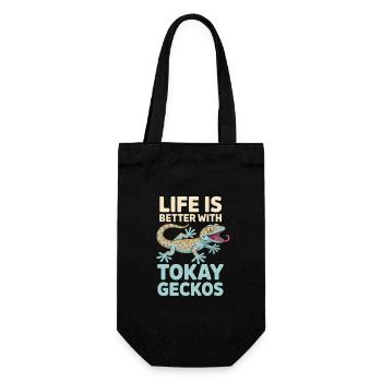 Life Is Better with Tokay Geckos - Gift Bag for Bottles - black - Front