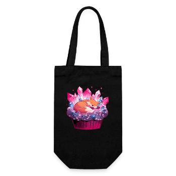 Renard câlin dans un cupcake en cristal - Sac à bouteille - noir - Devant