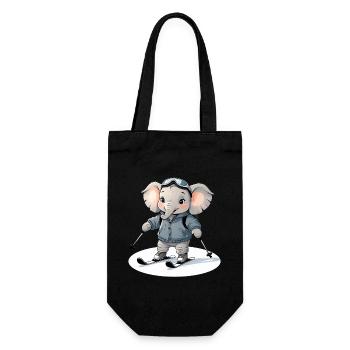 Skifahrender Elefant Hoodie - Geschenkbeutel für Flaschen - Schwarz - Vorne