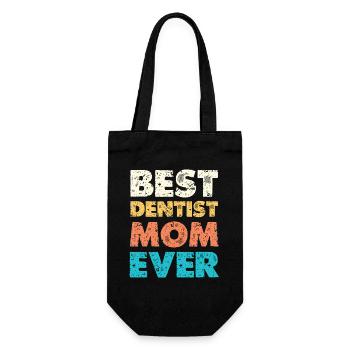 Beste Zahnärztin Mama - Geschenkbeutel für Flaschen - Schwarz - Vorne