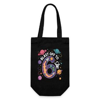 Departure into space 6th birthday children's birthday party - Gift Bag for Bottles - black - Front