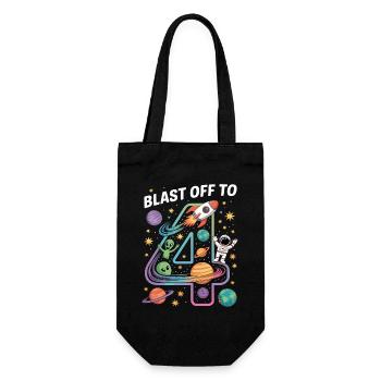 Departure into space 4th birthday children's birthday party - Gift Bag for Bottles - black - Front