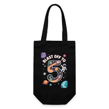 Departure into space 5th birthday children's birthday party - Gift Bag for Bottles - black - Front