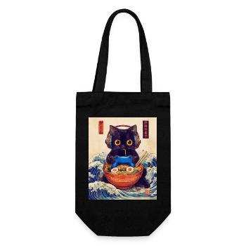 Cat Ramen Japanese Kawaii Cat Anime - Gift Bag for Bottles - black - Front