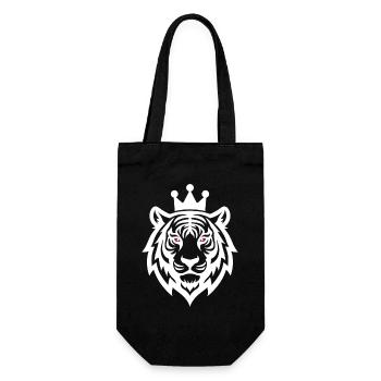 Tiger mit Krone König der Wildnis - Geschenkbeutel für Flaschen - Schwarz - Vorne