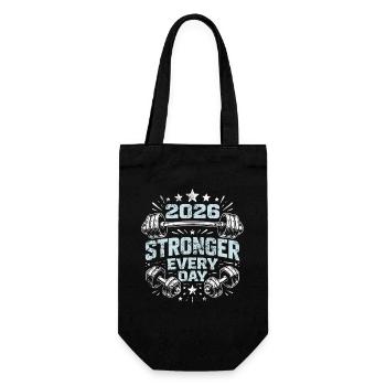 Stronger every day | Sports | New Year's resolutions 2026 - Gift Bag for Bottles - black - Front
