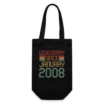 Legendary since January 2008, Retro, Geburtstag - Geschenkbeutel für Flaschen - Schwarz - Vorne