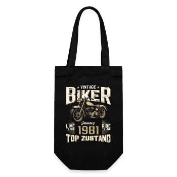 45th Birthday Gift Motorcyclist January 1981 - Gift Bag for Bottles - black - Front