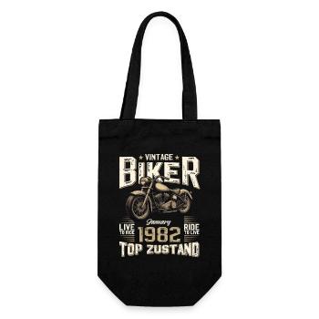 44th Birthday Gift Motorcyclist January 1982 - Gift Bag for Bottles - black - Front