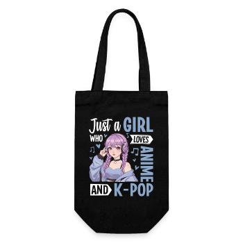 Just A Girl Who Loves Anime And K-Pop - Geschenkbeutel für Flaschen - Schwarz - Vorne