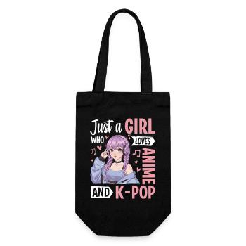 Just A Girl Who Loves Anime And K-Pop - Geschenkbeutel für Flaschen - Schwarz - Vorne