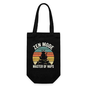 Zen Mode Master of Naps Funny Cat Retro Sunset - Gift Bag for Bottles - black - Front