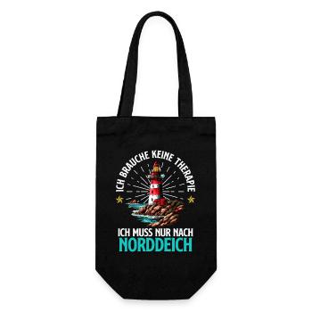 Nordsee BRAUCH KEINE THERAPIE MUSS NACH NORDDEICH - Geschenkbeutel für Flaschen - Schwarz - Vorne